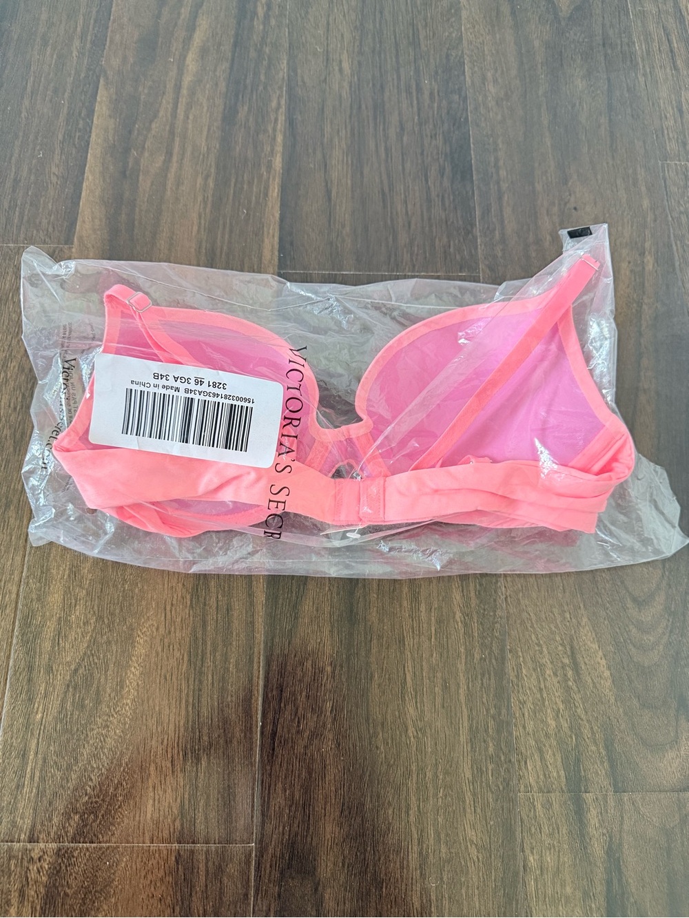 PINK Victoria's Secret Bright Coral-Pink Push-Up Bra